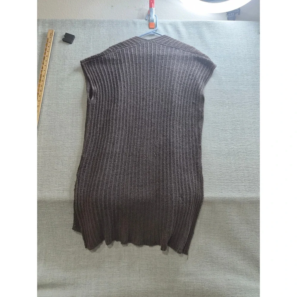 Free People Cardigan Sweater Vest Womens XL Brown Waffle Knit Open Front Winter